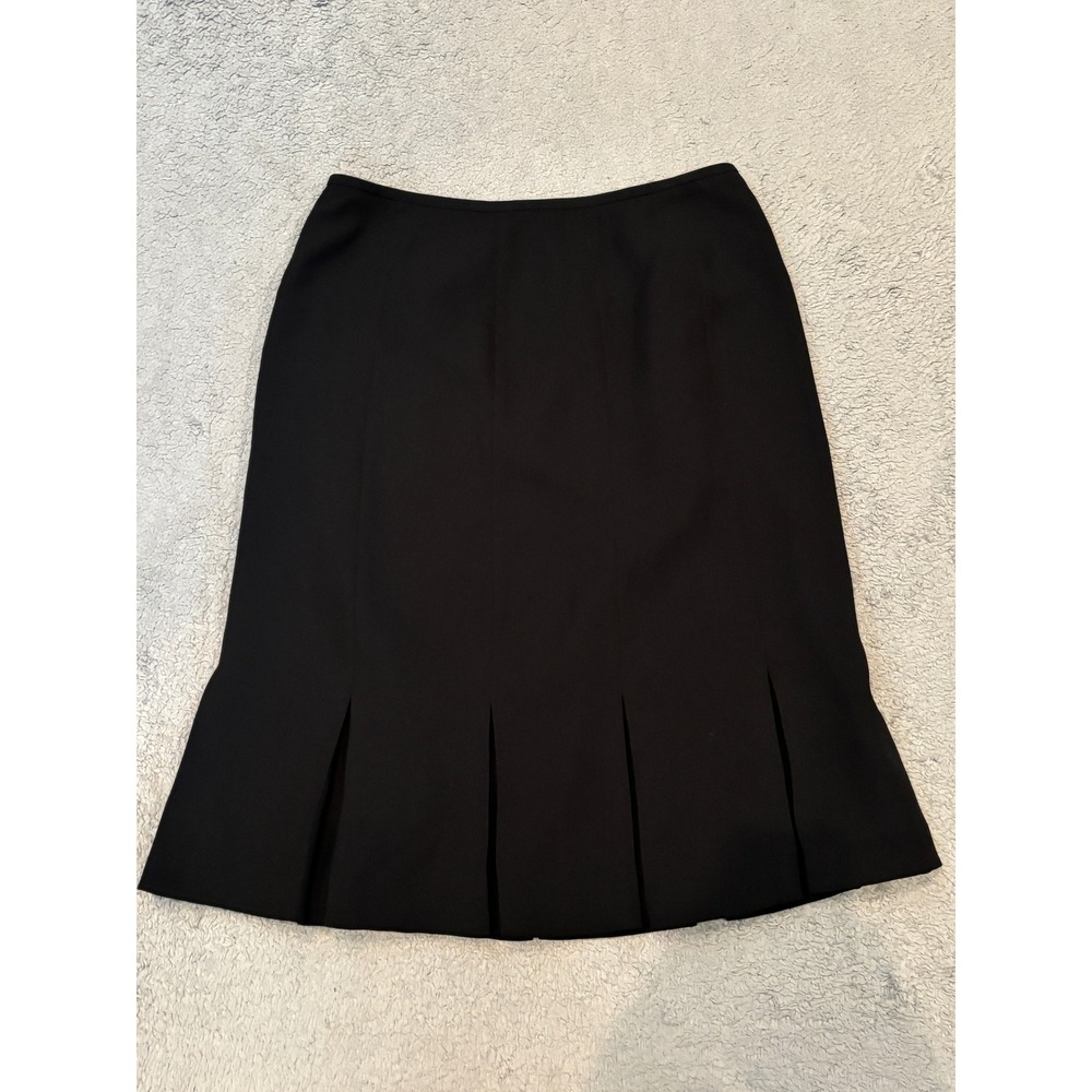 Jones Studio Separates Black Pleated Hem Midi Skirt Size 6 Career Professional